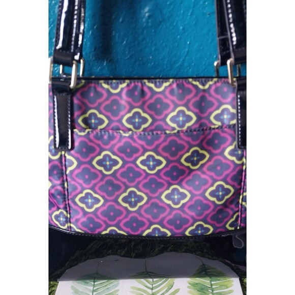 Anne Klein Double Strap Handbag Summer Tote Purple Neon Green Blue - Picture 3 of 4